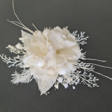 Load image into Gallery viewer, Boho white / off white preserved flowers corsage & buttonhole – wedding / school formal