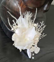 Load image into Gallery viewer, Boho white / off white preserved flowers corsage & buttonhole – wedding / school formal