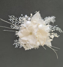 Load image into Gallery viewer, Boho white / off white preserved flowers corsage & buttonhole – wedding / school formal