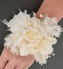 Load image into Gallery viewer, Boho preserved flowers pearl bracelet corsage – wedding / school formal