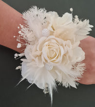 Load image into Gallery viewer, Boho preserved flowers pearl bracelet corsage – wedding / school formal