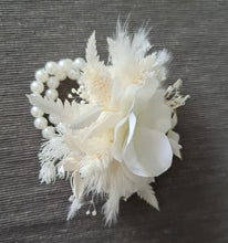 Load image into Gallery viewer, Boho corsage & buttonhole combo pearl bracelet - Wedding / School Formal