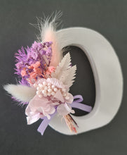 Load image into Gallery viewer, Preserved Everlasting flowers letter O - 10cm – Purple, Pink & White