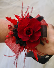 Load image into Gallery viewer, Fully preserved black & red corsage & buttonhole set - Wedding / School Formal