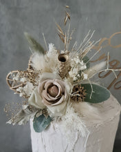 Load image into Gallery viewer, Double Sage green Everlasting flowers engagement cake topper