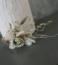 Load image into Gallery viewer, Double Sage green Everlasting flowers engagement cake topper