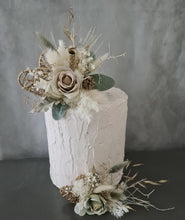 Load image into Gallery viewer, Double Sage green Everlasting flowers engagement cake topper
