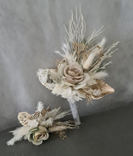 Load image into Gallery viewer, Sage green Everlasting flowers engagement cake topper x 2