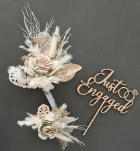 Load image into Gallery viewer, Sage green Everlasting flowers engagement cake topper x 2