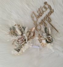Load image into Gallery viewer, Sage green Everlasting flowers engagement cake topper x 2
