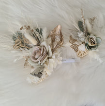 Load image into Gallery viewer, Sage green Everlasting flowers engagement cake topper x 2