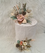 Load image into Gallery viewer, 2 x Sage green pink Everlasting flowers cake topper
