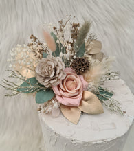 Load image into Gallery viewer, 2 x Sage green pink Everlasting flowers cake topper