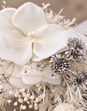 Load image into Gallery viewer, Off white w silver preserved flowers corsage & buttonhole – school formal