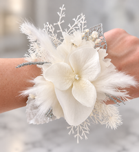 Load image into Gallery viewer, White & silver everlasting flowers corsage & buttonhole – school formal