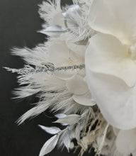 Load image into Gallery viewer, Boho everlasting flowers corsage white & off white w silver & pearl bracelet– wedding / school formal