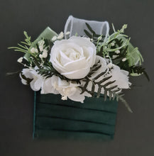 Load image into Gallery viewer, Green & white everlasting flowers corsage & pocket flowers – wedding / school formal