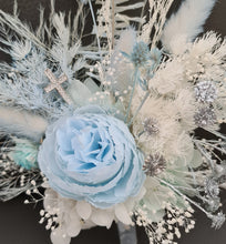 Load image into Gallery viewer, Baby blue floral cake topper – Christening, Baptism, Holly Communion