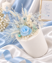 Load image into Gallery viewer, Baby blue floral cake topper – Christening, Baptism, Holly Communion
