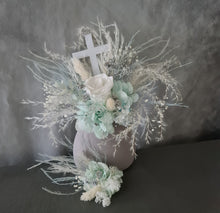 Load image into Gallery viewer, 2 x Floral cake topper baby blue & white – Christening, Baptism, Holly Communion