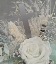 Load image into Gallery viewer, 2 x Floral cake topper baby blue & white – Christening, Baptism, Holly Communion