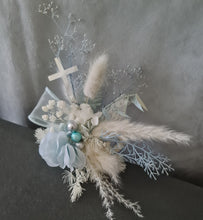 Load image into Gallery viewer, Blue & white Floral cake topper x 2– Christening, Baptism, Holly Communion