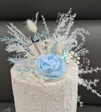 Load image into Gallery viewer, Blue & white Floral cake topper x 2– Christening, Baptism, Holly Communion