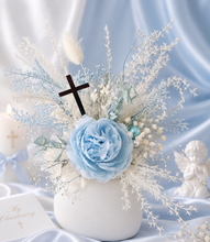 Load image into Gallery viewer, Blue & white Floral cake topper x 2– Christening, Baptism, Holly Communion
