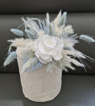 Load image into Gallery viewer, Baby blue & white preserved flowers cake topper - Christening, baptism, baby shower