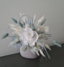 Load image into Gallery viewer, Baby blue & white preserved flowers cake topper - Christening, baptism, baby shower