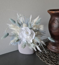 Load image into Gallery viewer, Baby blue & white preserved flowers cake topper - Christening, baptism, baby shower