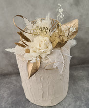 Load image into Gallery viewer, Champagne gold & white Happy Birthday Floral cake topper