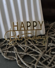 Load image into Gallery viewer, Champagne gold & white Happy Birthday Floral cake topper