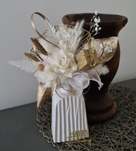 Load image into Gallery viewer, Champagne gold & white Happy Birthday Floral cake topper