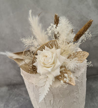 Load image into Gallery viewer, White & Champagne Gold Everlasting flowers Cake topper