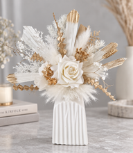 Load image into Gallery viewer, Floral Cake topper in white & champagne gold