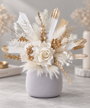 Load image into Gallery viewer, Floral Cake topper in white & champagne gold