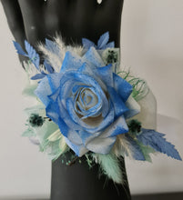 Load image into Gallery viewer, Everlasting flowers school formal / prom corsage & buttonhole – mint, white & blue