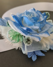 Load image into Gallery viewer, Everlasting flowers school formal / prom corsage & buttonhole – mint, white & blue