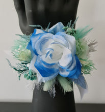 Load image into Gallery viewer, Mint, white & blue School formal / prom Corsage & buttonhole set