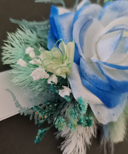 Load image into Gallery viewer, Mint, white & blue School formal / prom Corsage & buttonhole set