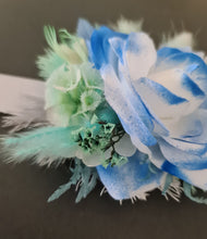 Load image into Gallery viewer, Mint, white & blue School formal / prom Corsage & buttonhole set