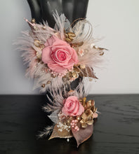 Load image into Gallery viewer, Mini preserved rose peach/pink School formal / prom Corsage & buttonhole set