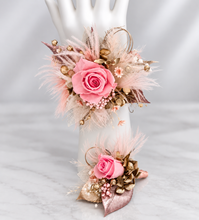 Load image into Gallery viewer, Mini preserved rose peach/pink School formal / prom Corsage & buttonhole set