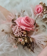 Load image into Gallery viewer, Mini preserved rose peach/pink School formal / prom Corsage & buttonhole set