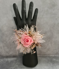 Load image into Gallery viewer, Mini preserved rose peach/pink School formal / prom Corsage & buttonhole set