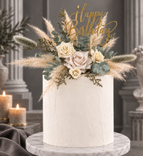Load image into Gallery viewer, Everlasting flowers cake topper - Sage & neutral