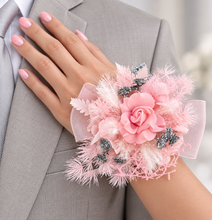 Load image into Gallery viewer, Everlasting flowers school formal / prom / wedding corsage pink & silver glitter