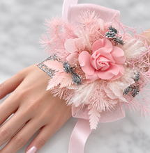 Load image into Gallery viewer, Everlasting flowers school formal / prom / wedding corsage pink & silver glitter