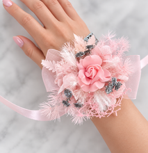 Load image into Gallery viewer, Everlasting flowers school formal / prom / wedding corsage pink & silver glitter